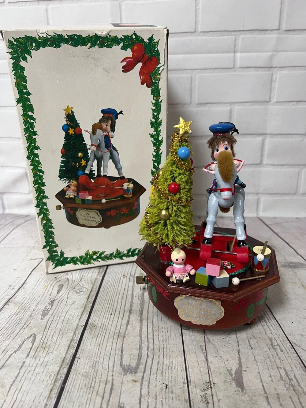Vintage Kurt Adler A Victorian Christmas Music Box Rocking Horse Animated WORKS